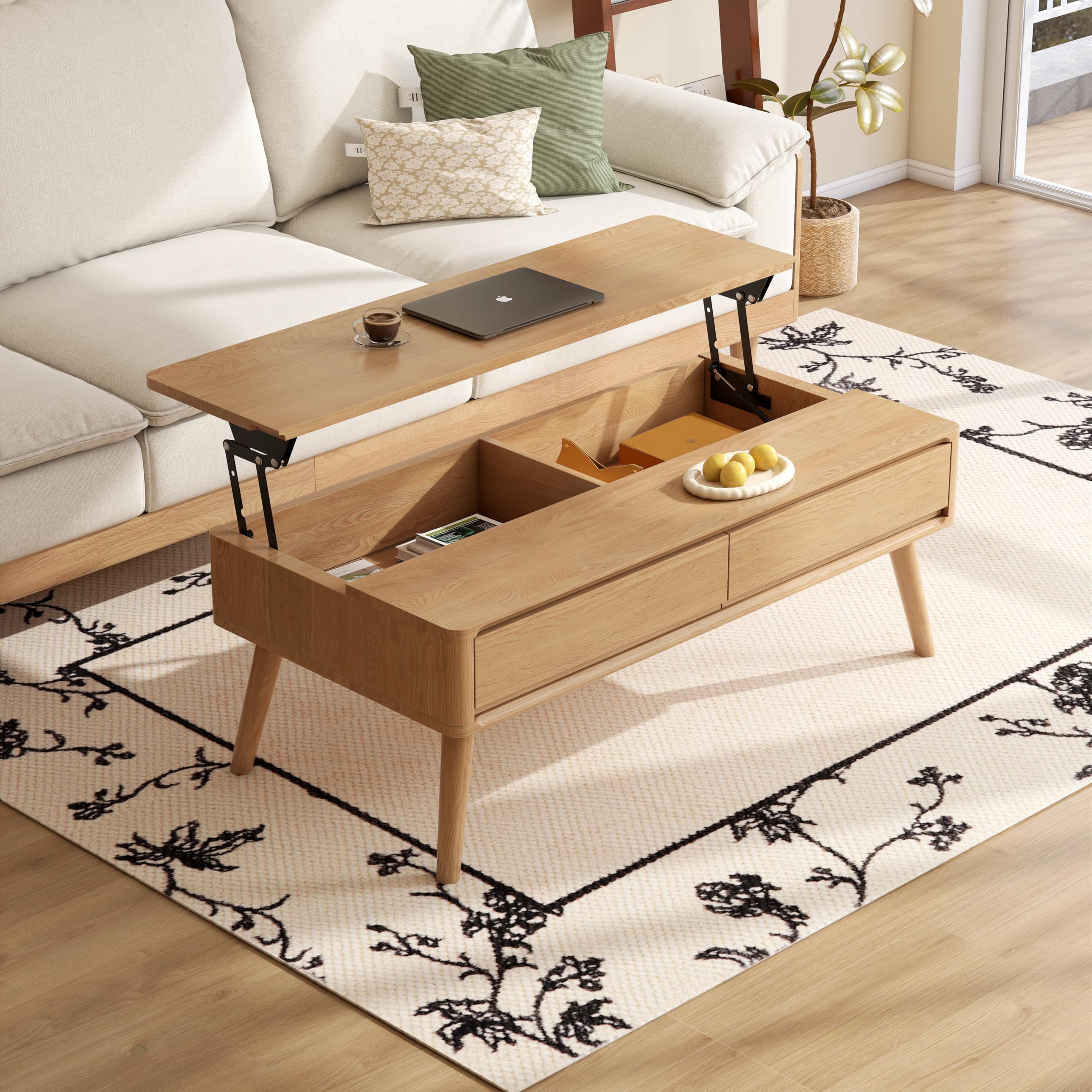Amazon.com: Wayshome Lift Top Coffee Table, 100% Solid Oak Wood